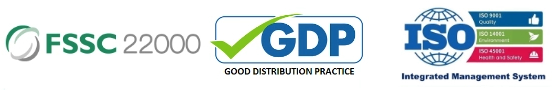 FSSC 22000, Good Distribution Practice (GDP) and ISO Integrated Management System logos